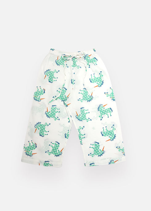 Kids Pajama Set Unicorn Green